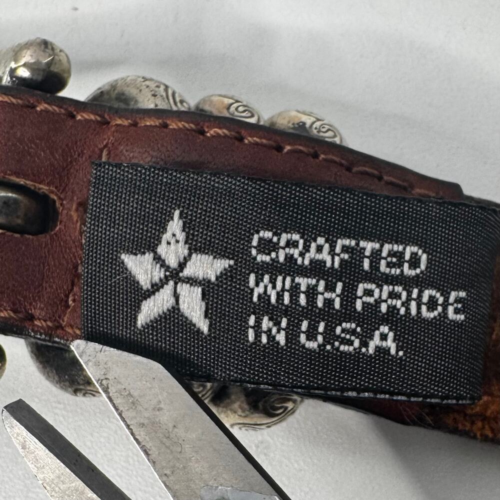 Vintage 1996 BRIGHTON Brown Leather  Belt Silver Western USA Large - Picture 4 of 7